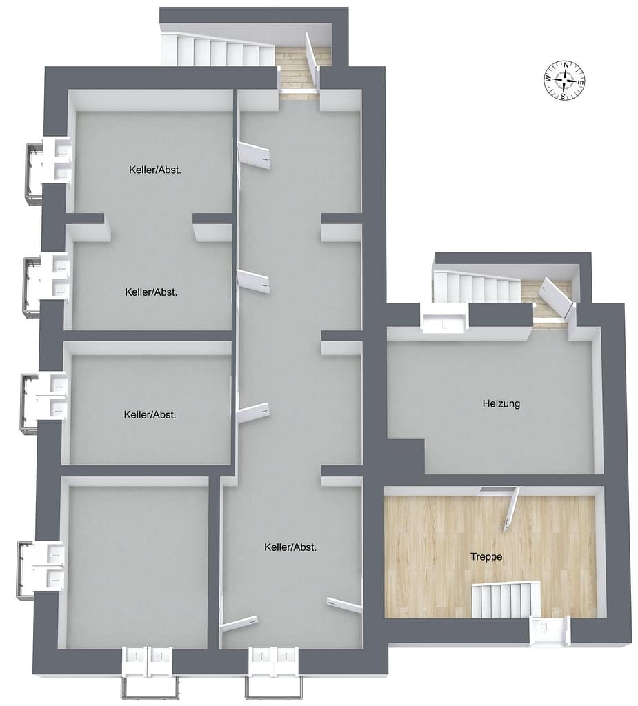 Grundriss Kellergeschoss des Boardinghouses Scheidtbachstraße 2
